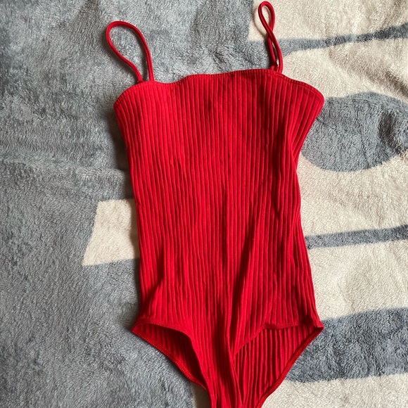 Rubbed red bodysuit